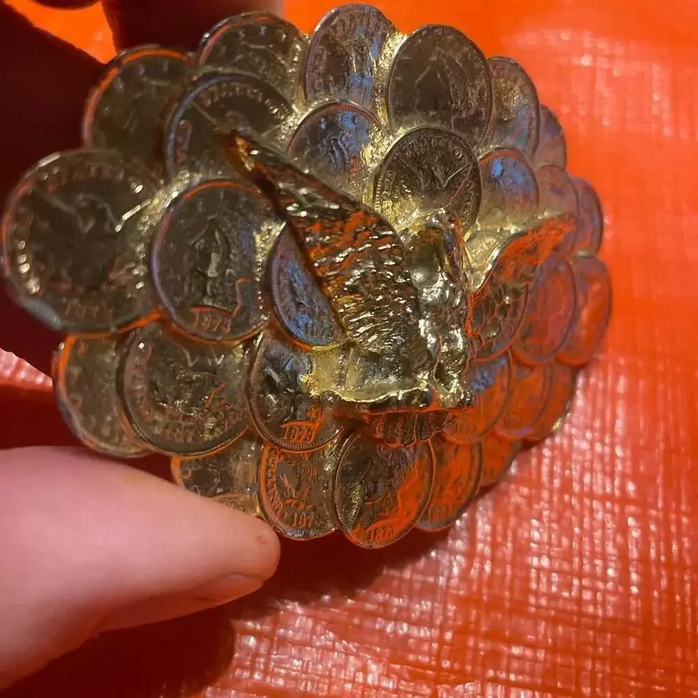 Unbranded Gold Eagle and 1873 Coin Western Belt Buckle